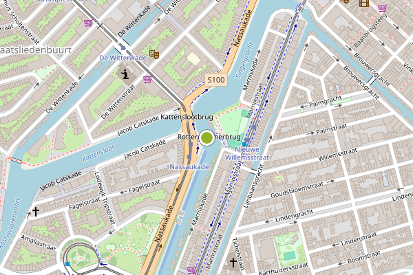 Ambulance-melding op Rotterdammerbrug, Amsterdam op 4 juli, kaart-overzicht