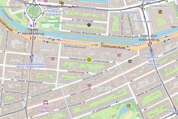Ambulance-melding op Tweede Jacob van Campenstraat, Amsterdam op 4 juli, kaart-overzicht