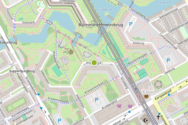 Ambulance-melding op Kruitberg, Amsterdam op 4 juli, kaart-overzicht