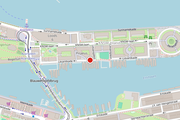Brandweer-melding op Levantkade, Amsterdam op 4 juli, kaart-overzicht