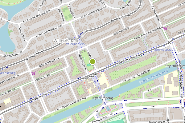 Ambulance-melding op Valeriusplein, Amsterdam op 4 juli, kaart-overzicht