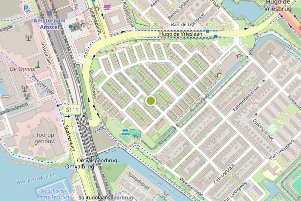 Ambulance-melding op Manenburgstraat, Amsterdam op 4 juli, kaart-overzicht
