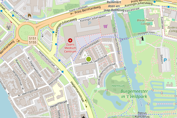 Ambulance-melding op Josephus Swolfsstraat, Zaandam op 4 juli, kaart-overzicht