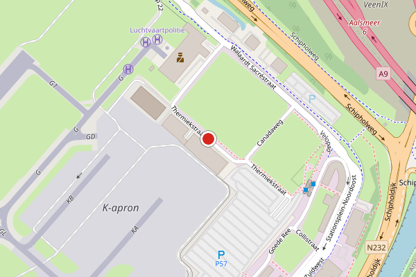 Brandweer-melding op Thermiekstraat, Schiphol op 4 juli, kaart-overzicht