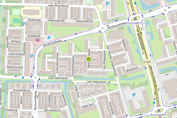 Ambulance-melding op Bevelandselaan, Amstelveen op 4 juli, kaart-overzicht