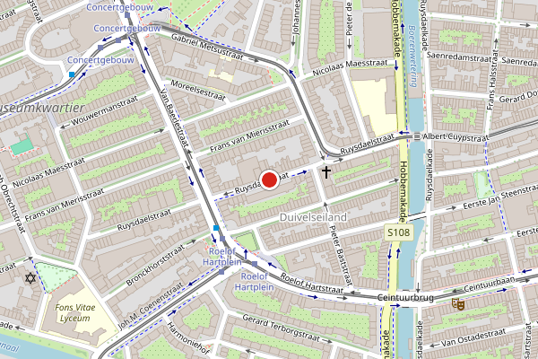 Brandweer-melding op Ruysdaelstraat, Amsterdam op 5 juli, kaart-overzicht