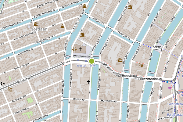 Ambulance-melding op Keizersgracht, Amsterdam op 5 juli, kaart-overzicht