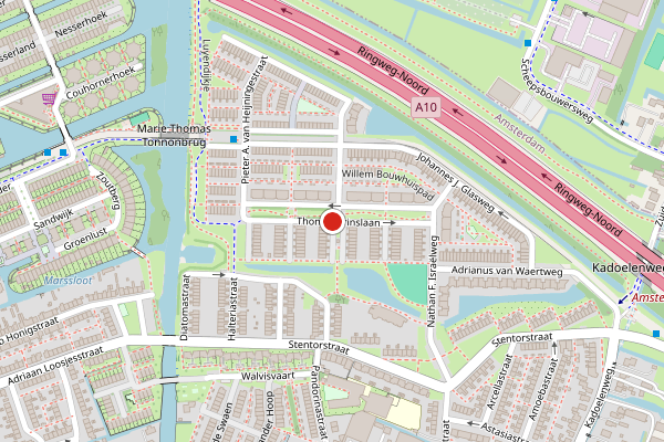 Brandweer-melding op Thomas Prinslaan, Amsterdam op 5 juli, kaart-overzicht