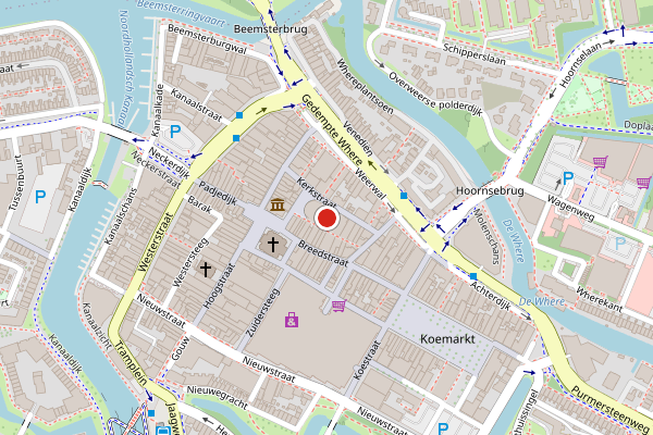 Brandweer-melding op Waagplein, Purmerend op 4 juli, kaart-overzicht
