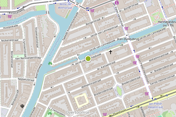 Ambulance-melding op Jacob van Lennepkade, Amsterdam op 5 juli, kaart-overzicht