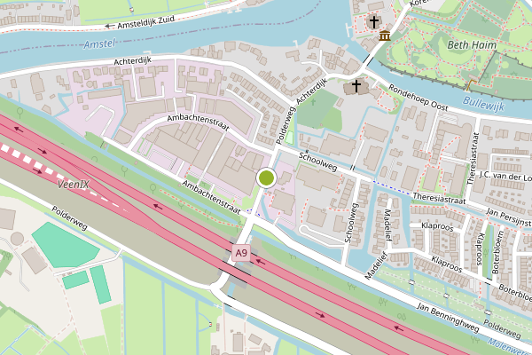 Ambulance-melding op Polderweg, Ouderkerk aan de Amstel op 8 mei, kaart-overzicht