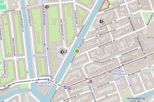 Ambulance-melding op Tweede Kostverlorenkade, Amsterdam op 8 mei, kaart-overzicht