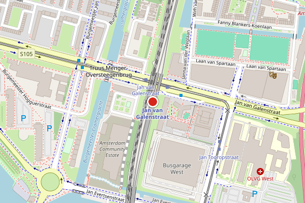 Brandweer-melding op Jan van Galenstraat, Amsterdam op 8 mei, kaart-overzicht
