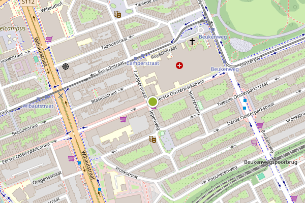 Ambulance-melding op Tweede Oosterparkstraat, Amsterdam op 8 mei, kaart-overzicht