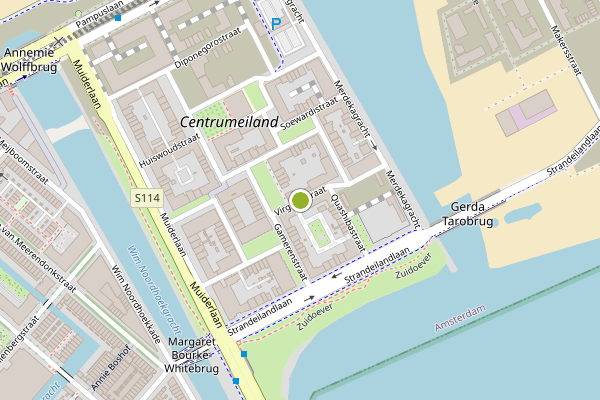 Ambulance-melding op Virginiastraat, Amsterdam op 8 mei, kaart-overzicht