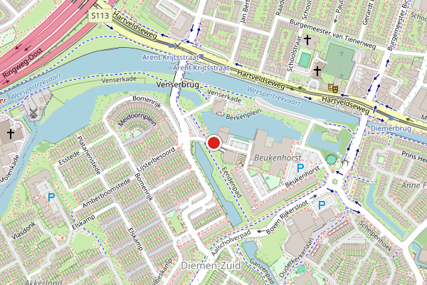 Brandweer-melding op Berkenplein, Diemen op 6 juli, kaart-overzicht