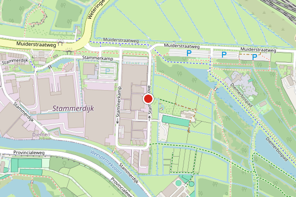 Brandweer-melding op Stammerhove, Diemen op 5 juli, kaart-overzicht