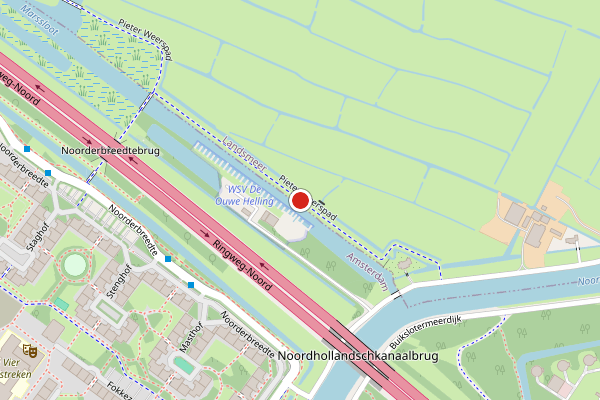 Brandweer-melding op Pieter Weerspad, Landsmeer op 5 juli, kaart-overzicht
