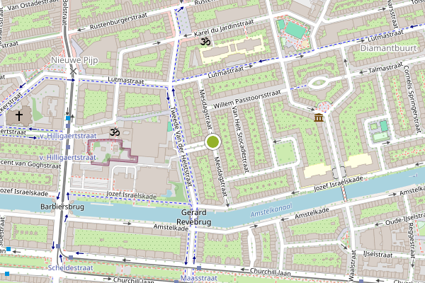 Ambulance-melding op Mesdagstraat, Amsterdam op 6 juli, kaart-overzicht