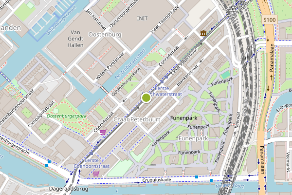 Ambulance-melding op Czaar Peterstraat, Amsterdam op 6 juli, kaart-overzicht