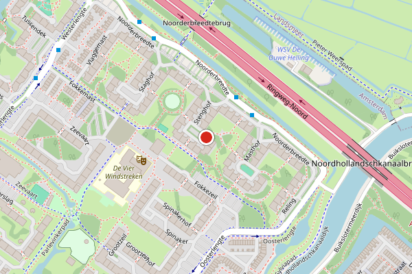 Brandweer-melding op Stenghof, Amsterdam op 8 mei, kaart-overzicht