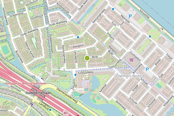 Ambulance-melding op Bonte Kraai, Diemen op 7 juli, kaart-overzicht