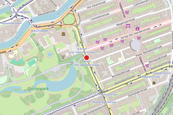 Brandweer-melding op Linnaeusstraat, Amsterdam op 7 juli, kaart-overzicht