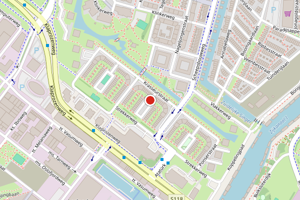 Brandweer-melding op Krasseurstraat, Amsterdam op 7 juli, kaart-overzicht