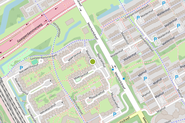 Ambulance-melding op Maarsenhof, Amsterdam op 7 juli, kaart-overzicht