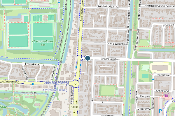 Politie-melding op Graaf Florislaan, Amstelveen op 8 mei, kaart-overzicht