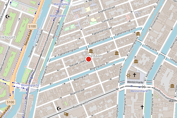 Brandweer-melding op Nieuwe Leliestraat, Amsterdam op 8 juli, kaart-overzicht