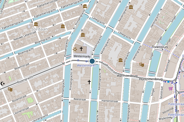 Politie-melding op Keizersgracht, Amsterdam op 8 juli, kaart-overzicht