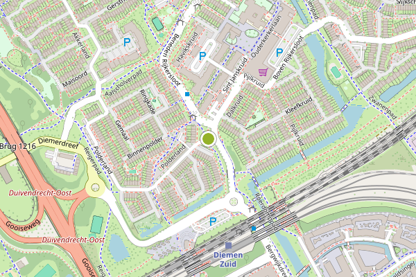 Ambulance-melding op Polderland, Diemen op 9 juli, kaart-overzicht