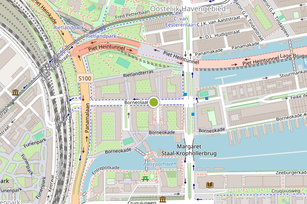 Ambulance-melding op Borneolaan, Amsterdam op 9 juli, kaart-overzicht