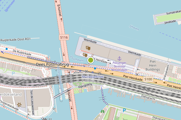 Ambulance-melding op Zouthavenbrug, Amsterdam op 9 juli, kaart-overzicht