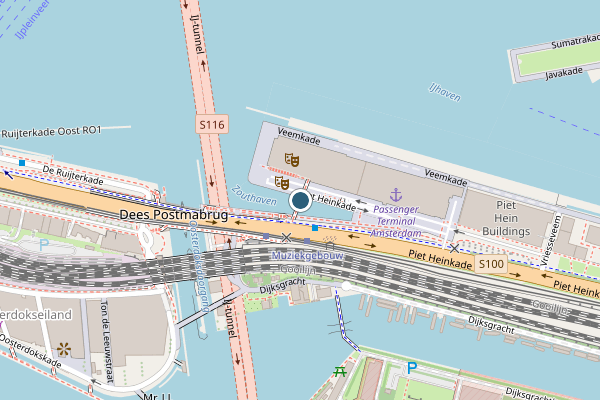 Politie-melding op Zouthavenbrug, Amsterdam op 9 juli, kaart-overzicht