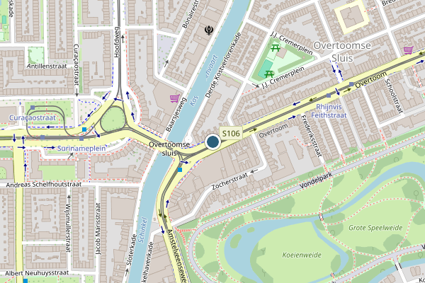 Politie-melding op Overtoom, Amsterdam op 9 juli, kaart-overzicht
