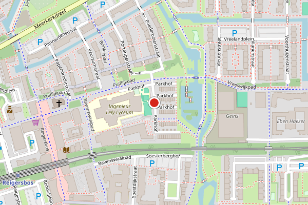 Brandweer-melding op Parkhof, Amsterdam op 9 juli, kaart-overzicht