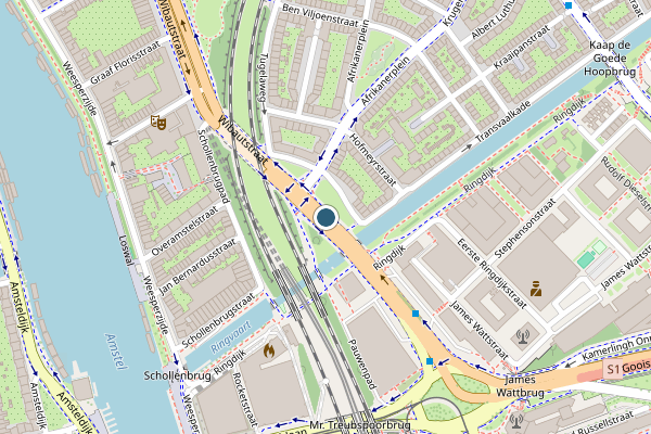Politie-melding op Wibautstraat, Amsterdam op 9 juli, kaart-overzicht