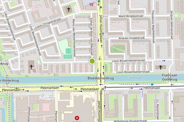 Ambulance-melding op Louis Bouwmeesterstraat, Amsterdam op 9 juli, kaart-overzicht