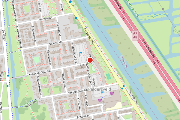 Brandweer-melding op Pharus, Zaandam op 9 juli, kaart-overzicht