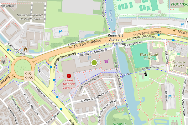 Ambulance-melding op Koningin Julianaplein, Zaandam op 9 juli, kaart-overzicht