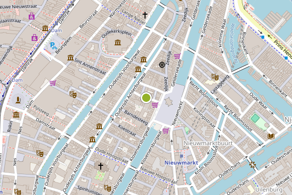 Ambulance-melding op Bloedstraat, Amsterdam op 9 mei, kaart-overzicht