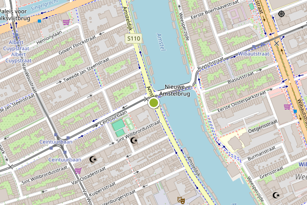 Ambulance-melding op Amsteldijk, Amsterdam op 9 mei, kaart-overzicht