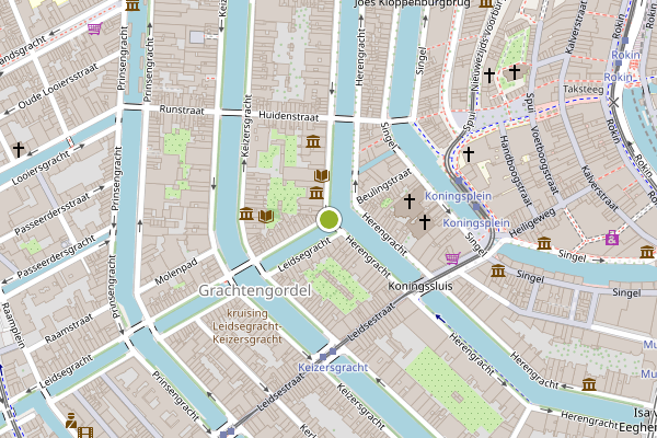 Ambulance-melding op Herengracht, Amsterdam op 8 mei, kaart-overzicht