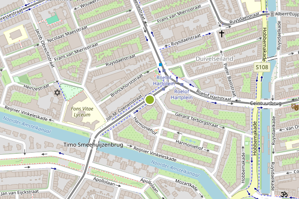 Ambulance-melding op Joh.M. Coenenstraat, Amsterdam op 8 mei, kaart-overzicht