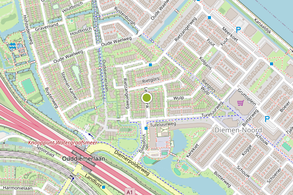 Ambulance-melding op Leeuwerik, Diemen op 8 mei, kaart-overzicht