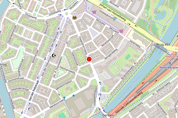 Brandweer-melding op Hagedoornweg, Amsterdam op 10 juli, kaart-overzicht