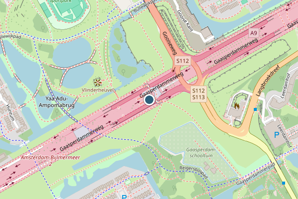 Politie-melding op Gaasperdammerweg, Amsterdam op 10 juli, kaart-overzicht