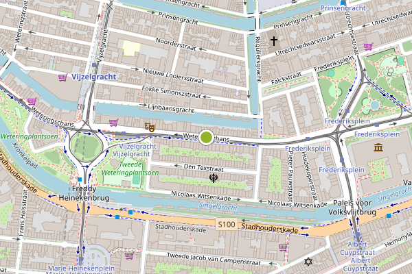 Ambulance-melding op Weteringschans, Amsterdam op 10 juli, kaart-overzicht